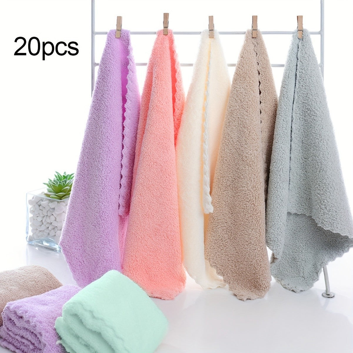 20-Pack Solid Color Towels – Super Absorbent, Quick-Drying, Perfect for Home, Office & Travel