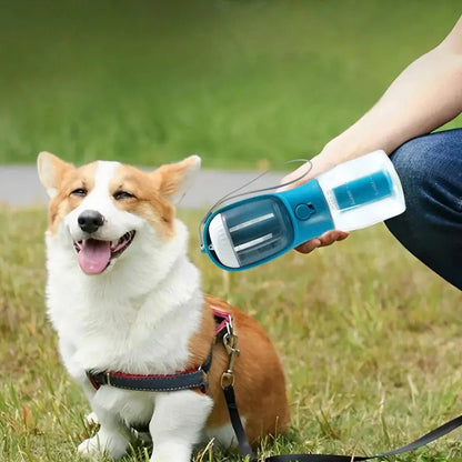 3-in-1 Portable Pet Water Bottle – With Food Compartment & Waste Bag Dispenser