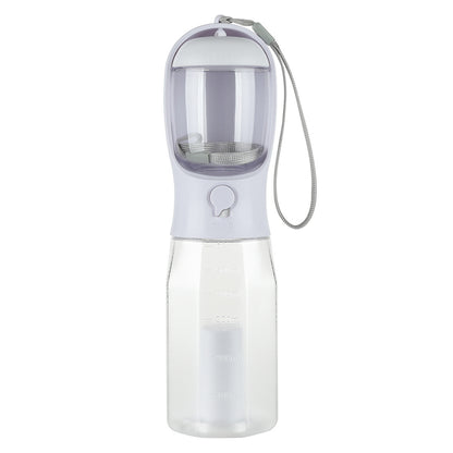 3-in-1 Leak-Proof Pet Water Bottle – Includes Food Feeder & Waste Bag Dispenser