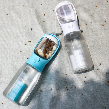 3-in-1 Leak-Proof Pet Water Bottle – Includes Food Feeder & Waste Bag Dispenser