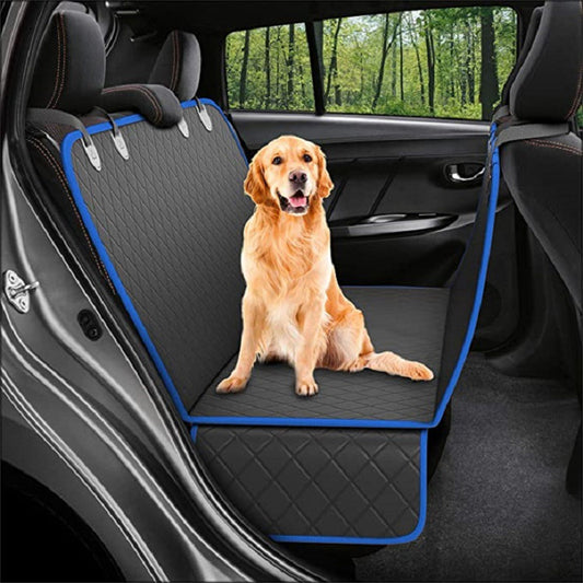Dog Car Seat Cover with Mesh Window – Waterproof Pet Hammock with Zipper & Storage Pocket for Rear Seat Travel Safety
